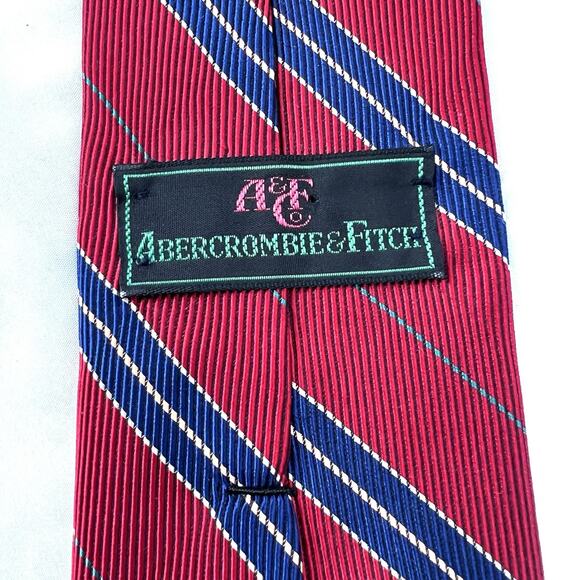 Vintage Lot Abercrombie Fitch Repp Red Blue Silk Neck Ties Mens English Preppy - Picture 8 of 11
